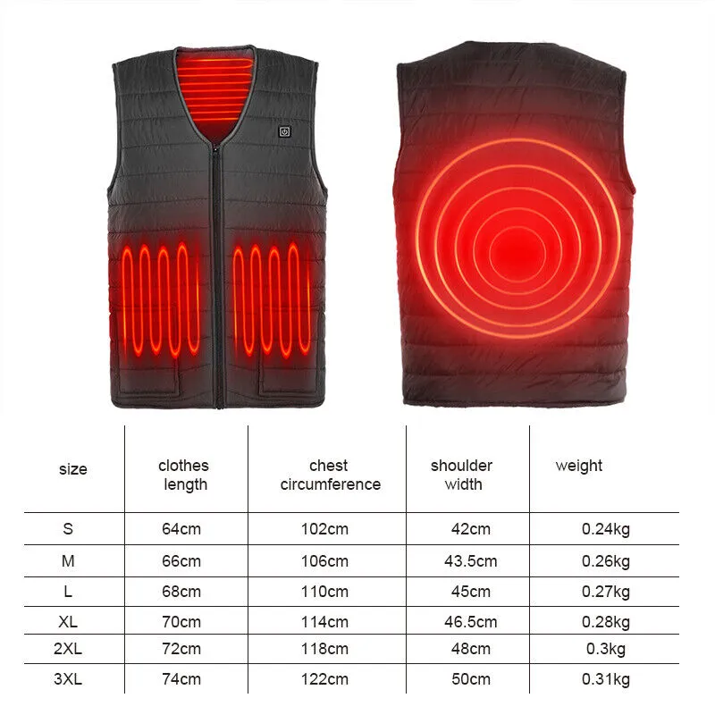 3XL Electric Heated Vest | USB Thermal Winter Jacket | Warm Heat Pad | Unisex Wear