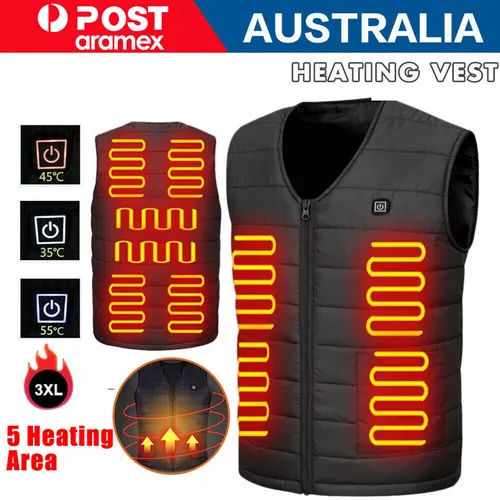 3XL Electric Heated Vest | USB Thermal Winter Jacket | Warm Heat Pad | Unisex Wear