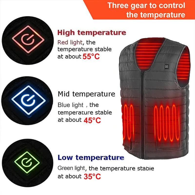 3XL Electric Heated Vest | USB Thermal Winter Jacket | Warm Heat Pad | Unisex Wear