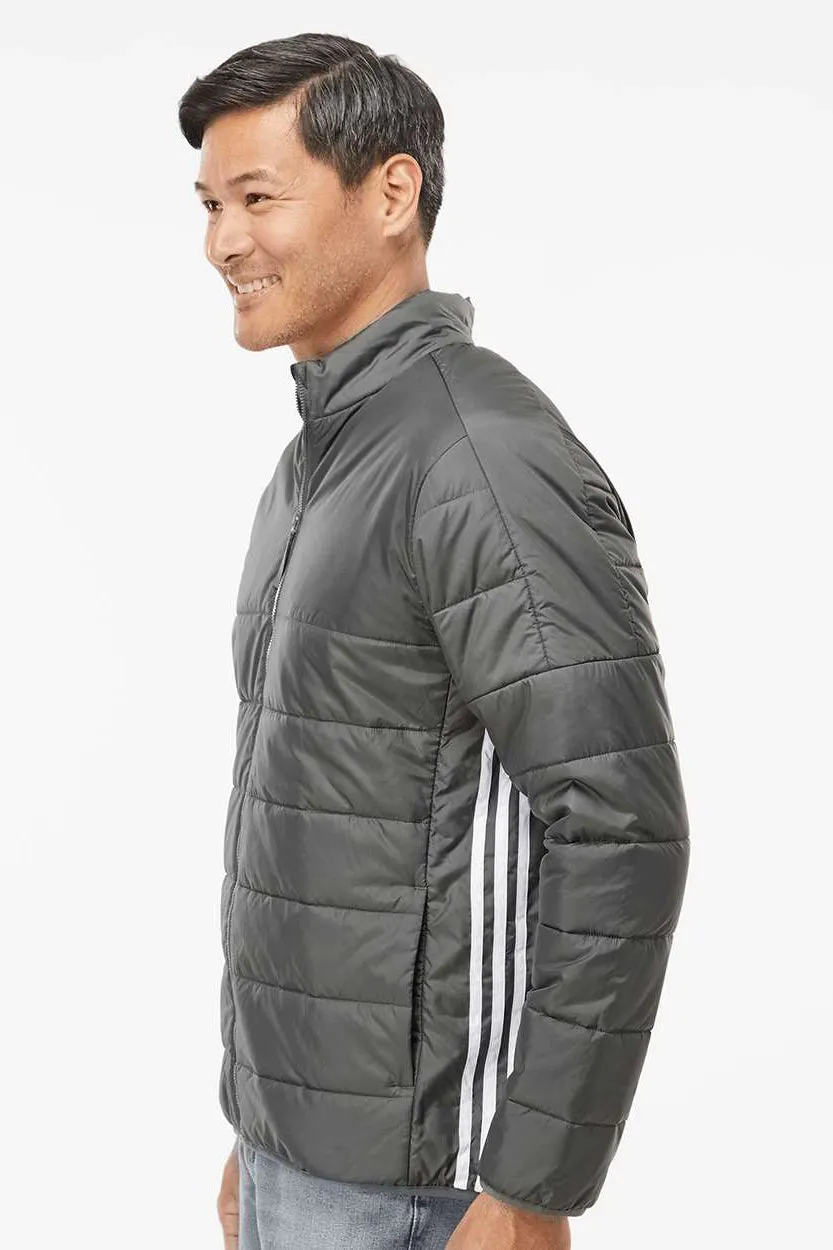 Adidas Mens Full Zip Puffer Jacket - Grey - NEW