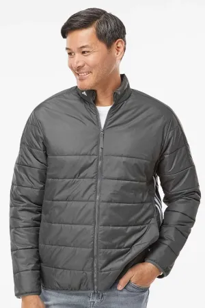 Adidas Mens Full Zip Puffer Jacket - Grey - NEW