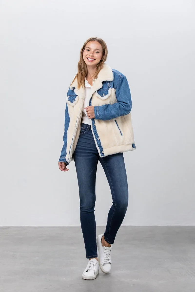 Be the Boss Sherpa Denim Jacket
