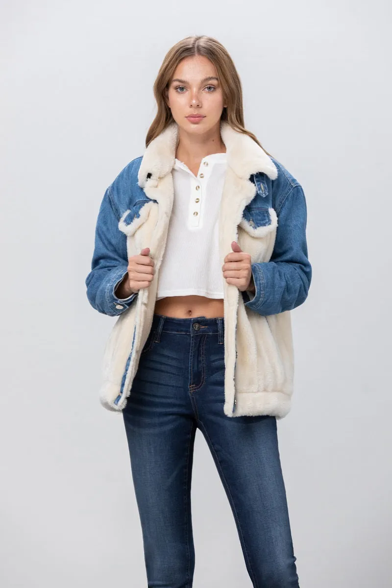 Be the Boss Sherpa Denim Jacket