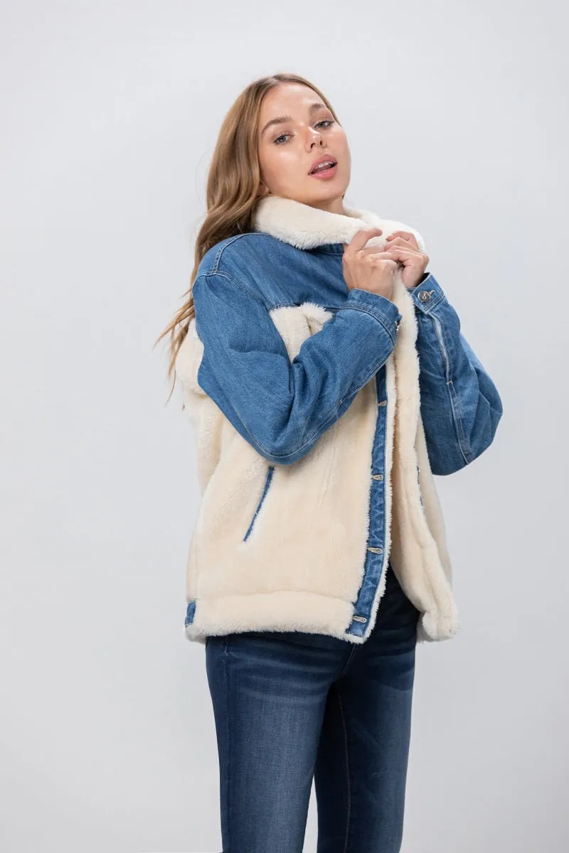 Be the Boss Sherpa Denim Jacket