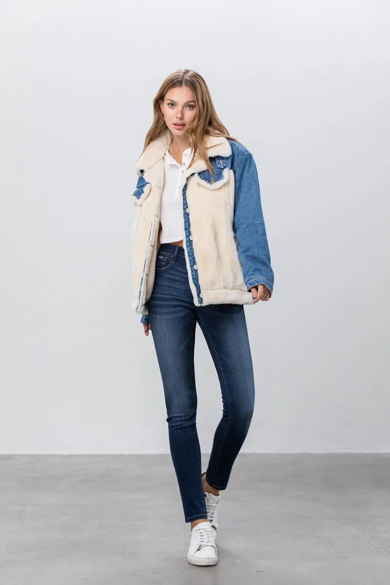 Be the Boss Sherpa Denim Jacket