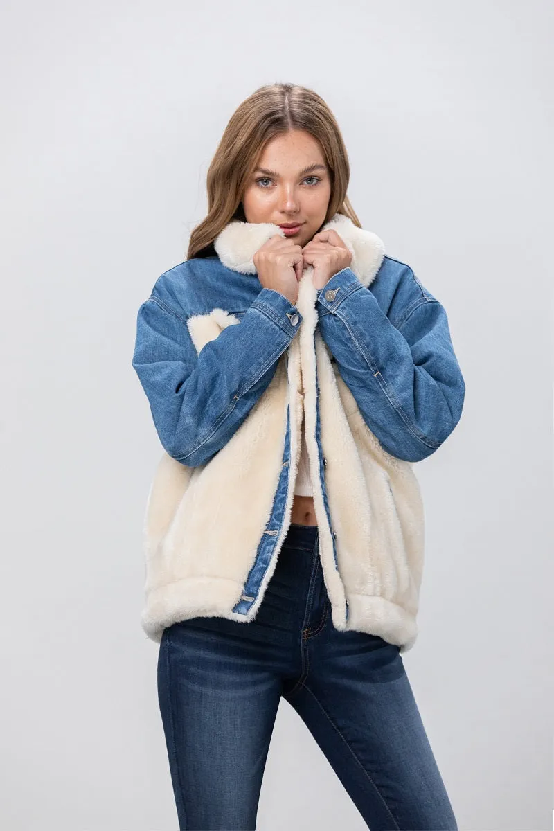Be the Boss Sherpa Denim Jacket