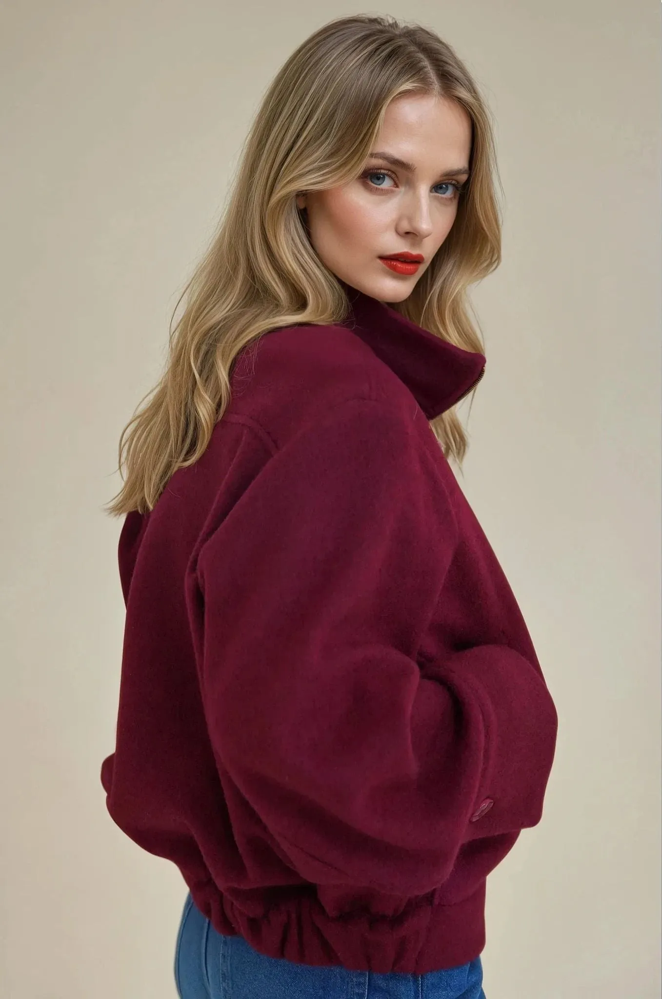 Burgundy Zipper Jacket