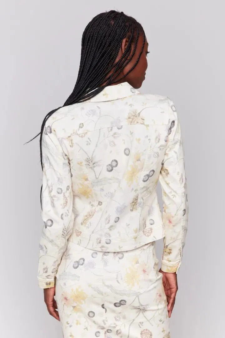 Charlie B Printed Stretch Floral Jean Jacket - C6302