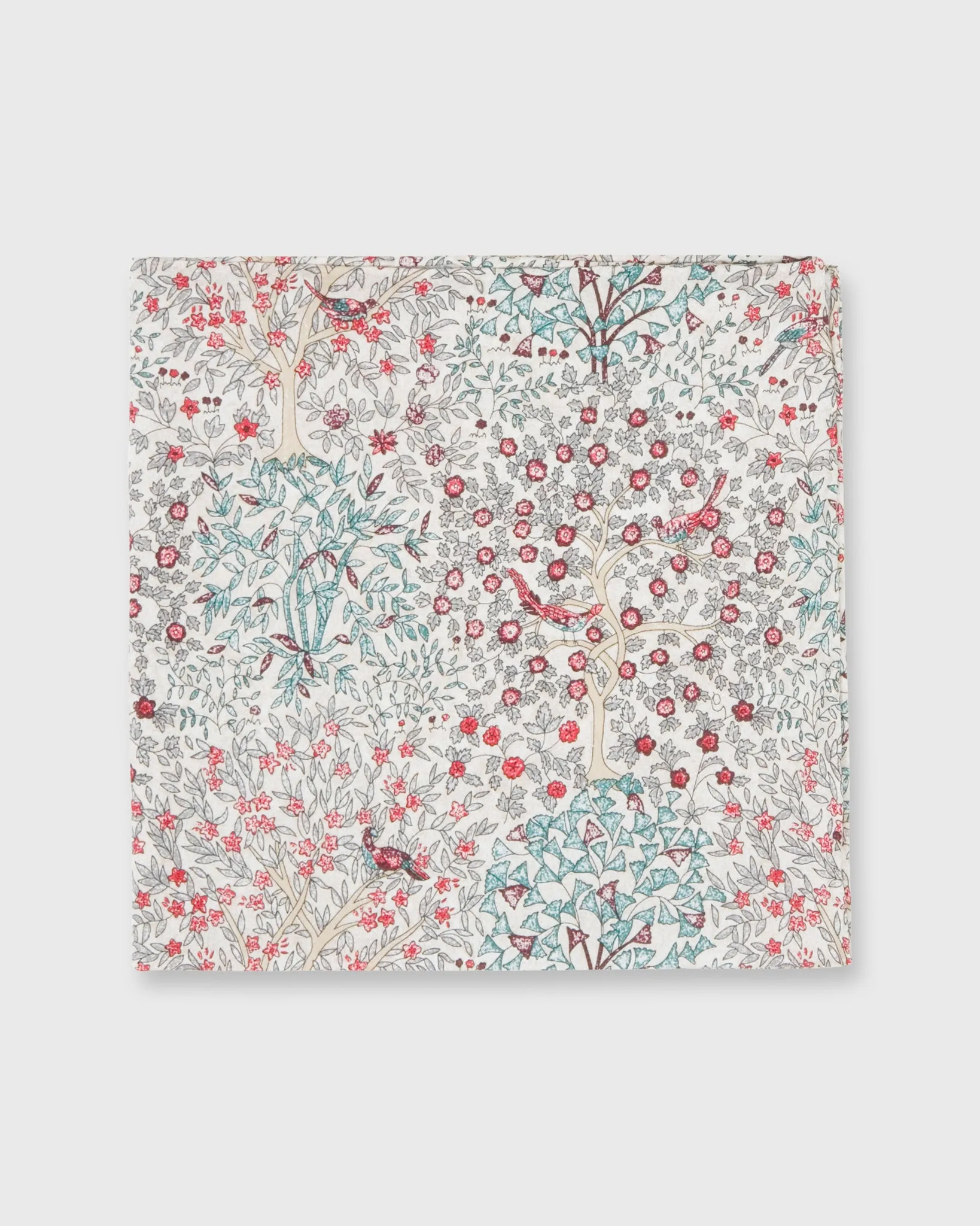 Cotton Print Pocket Square in Red/Green Jesse & Jean Liberty Fabric