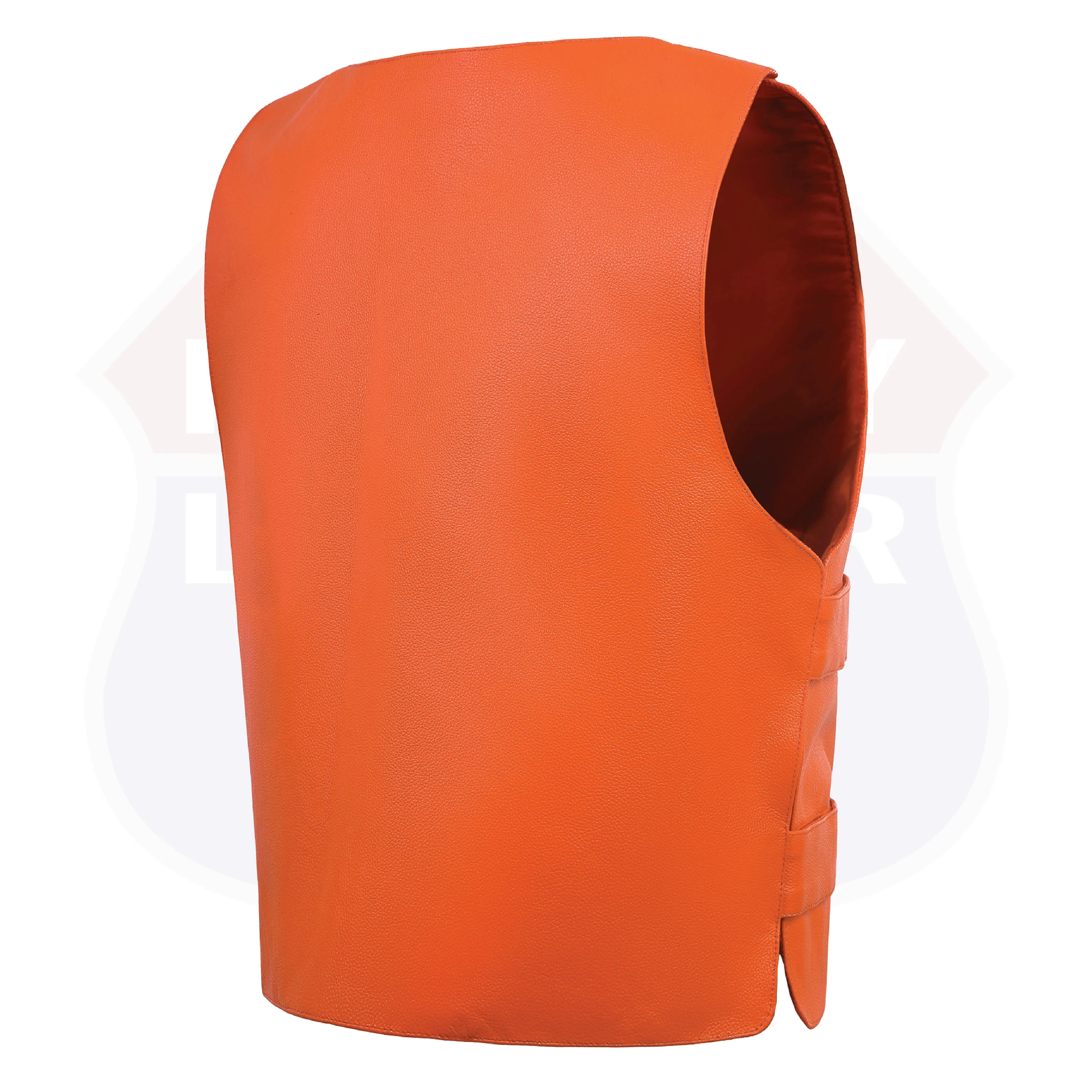 HL11643ORANGE Men's Orange Bulletproof Leather Vest  Perfect for Biker Clubs