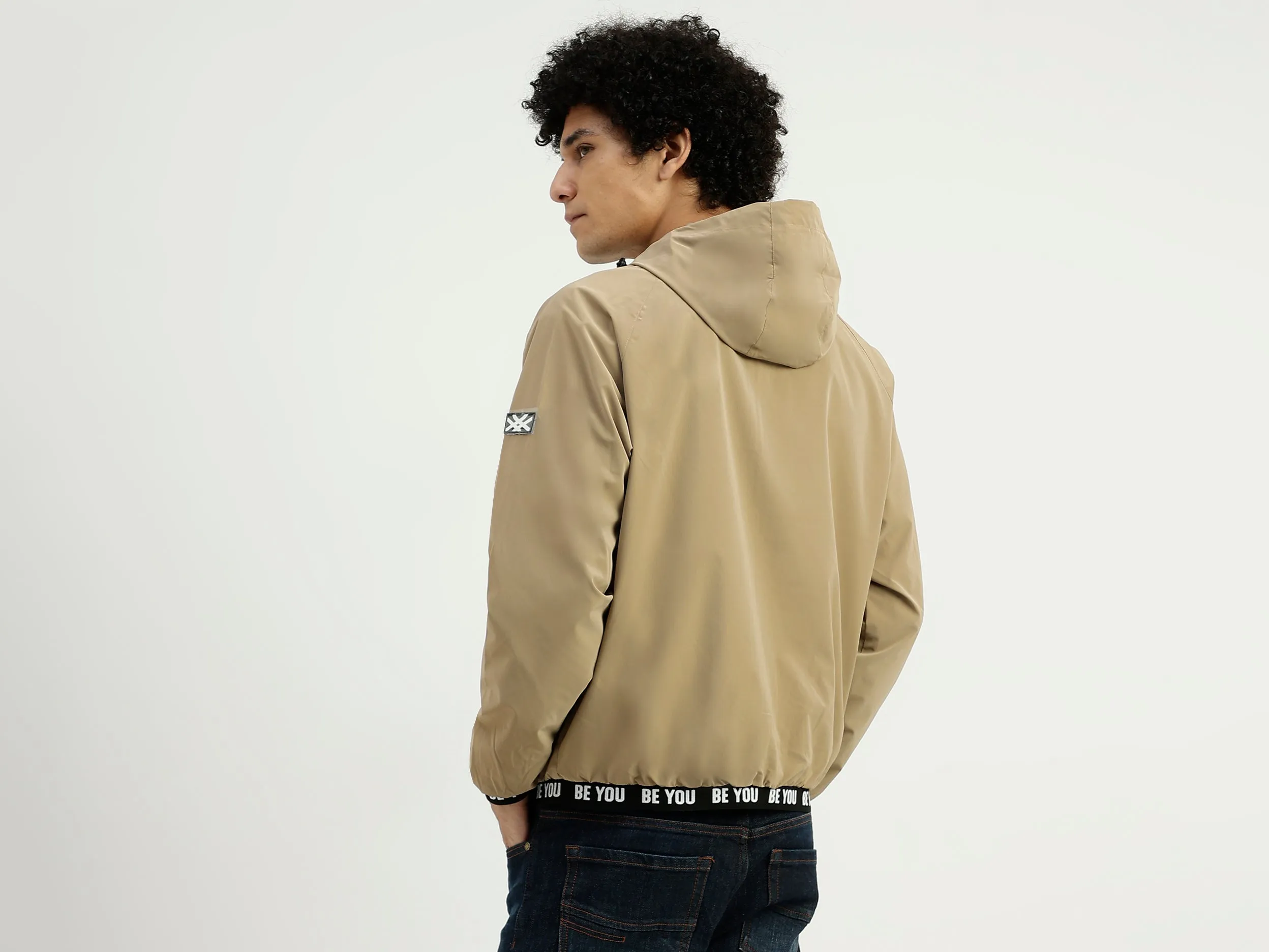 Hood Solid Zipper Jacket