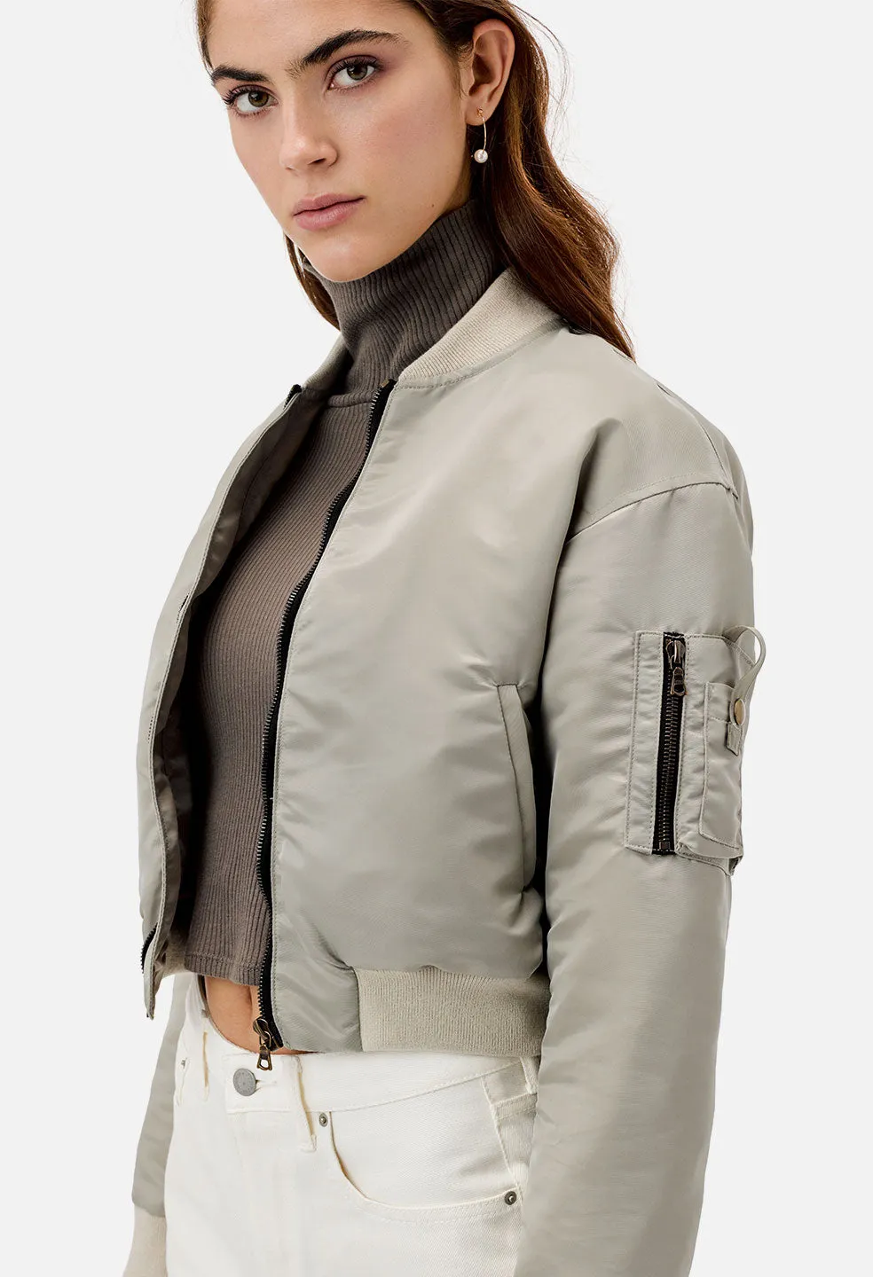 Hunter Cropped Bomber / Bone