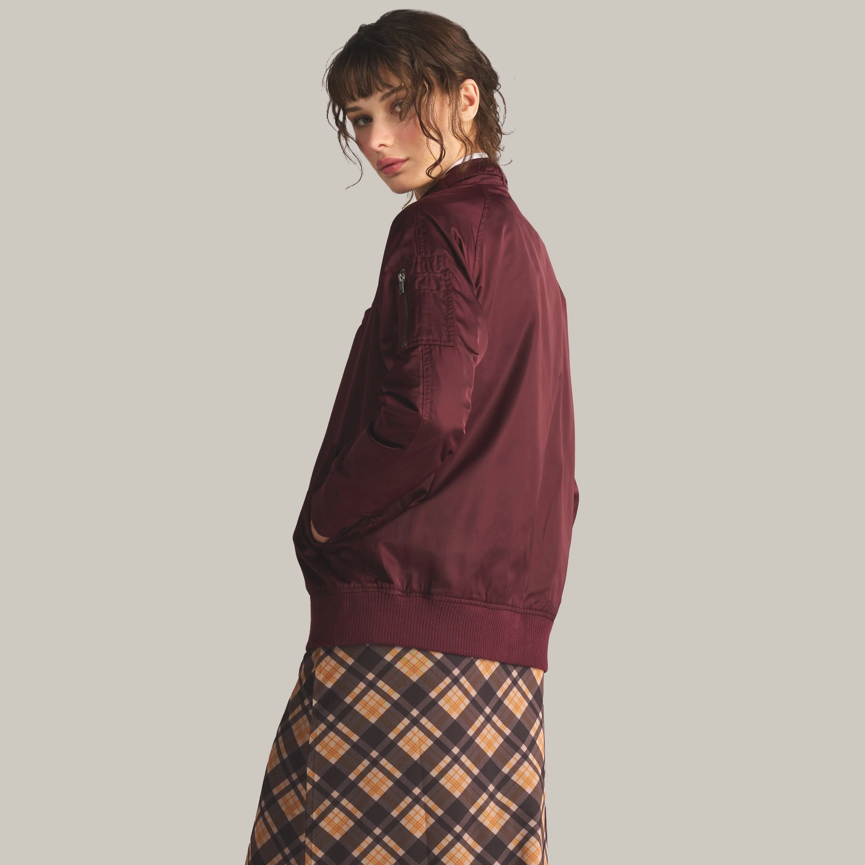 Women's Satin Bomber Jacket